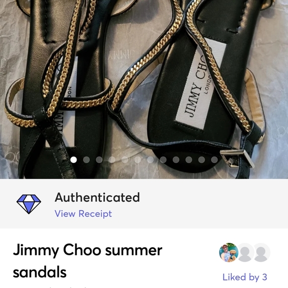 Jimmy Choo Nickel Chain trim Leather Sandals - Picture 2 of 12